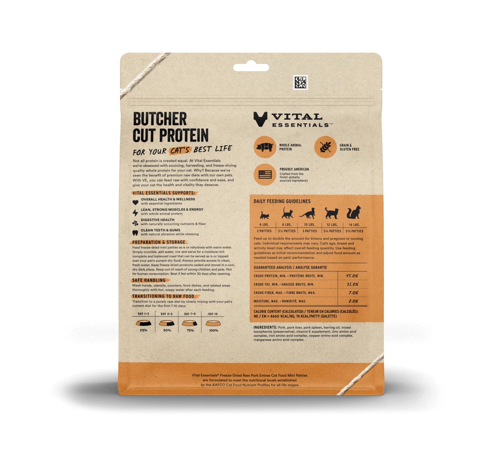 Galettes porc mini Vital Essentials faciles à réhydrater