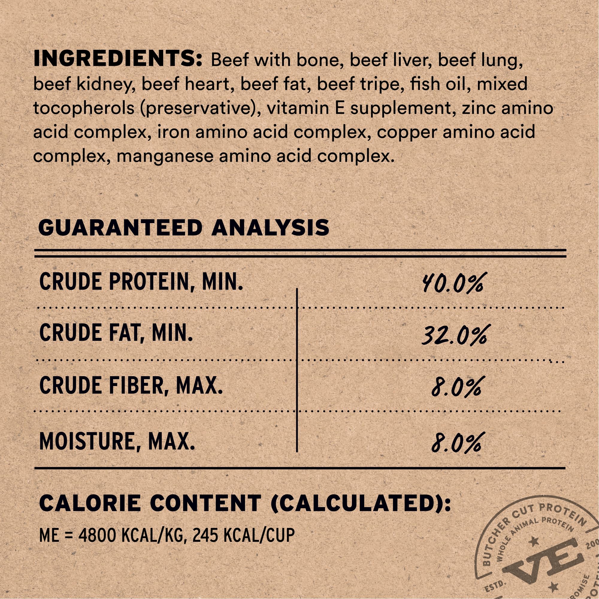 Vital Essentials nibs boeuf croquant séché, protéines de muscles et d’organes