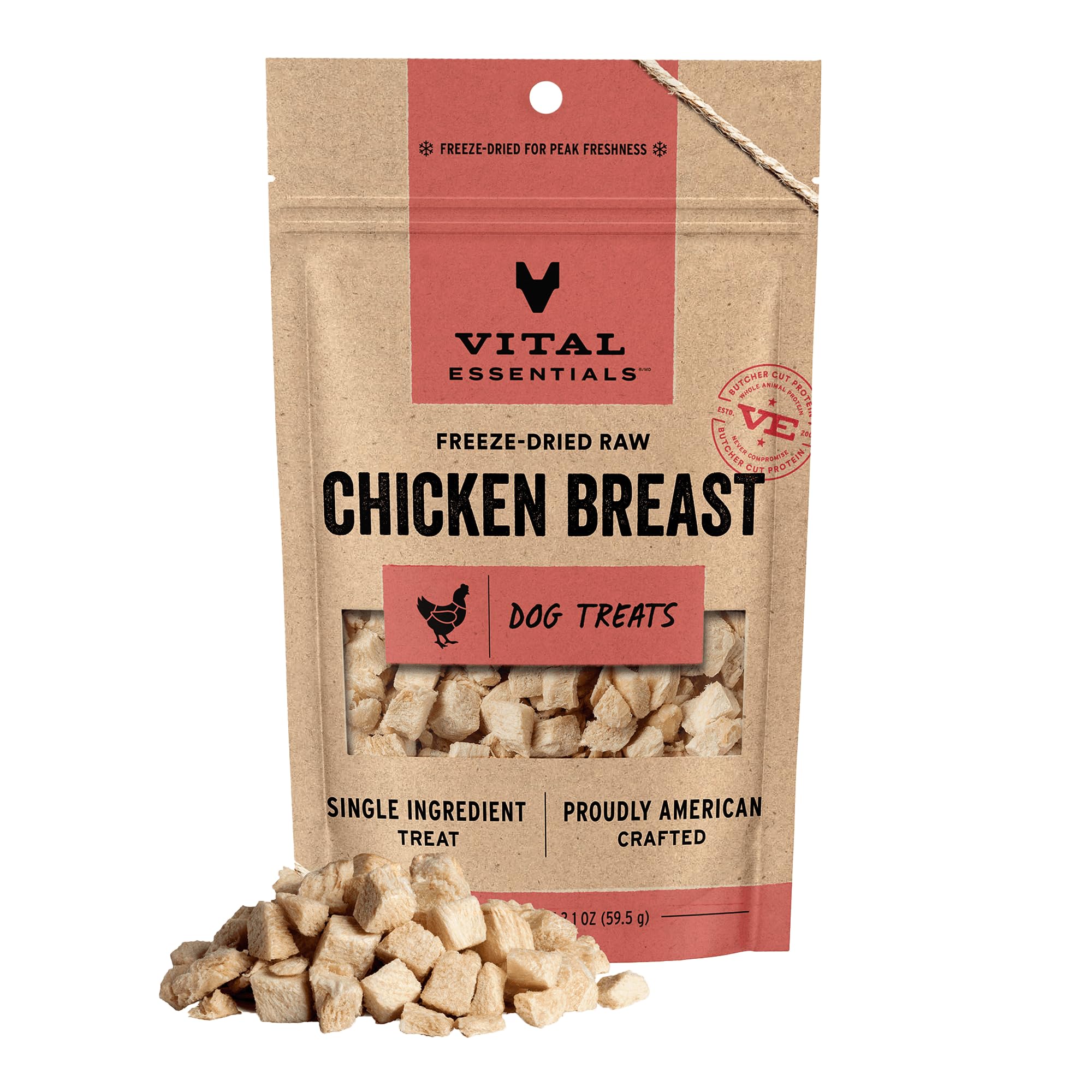 Vital Essentials poitrines poulet lyophilisées dans le sachet — friandise protéinée.