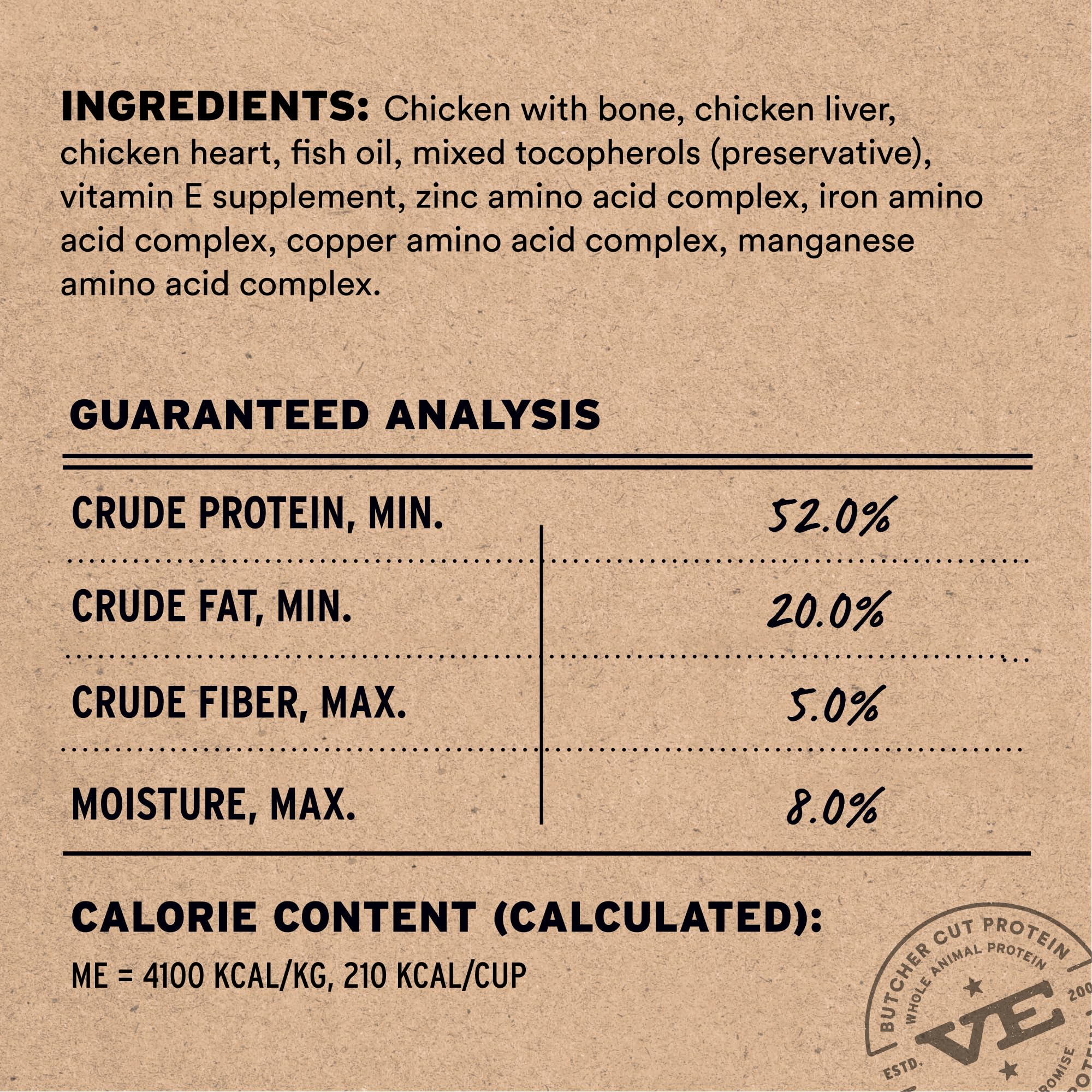 Vital Essentials, protéine élevée de poulet lyophilisée pour tonus musculaire.