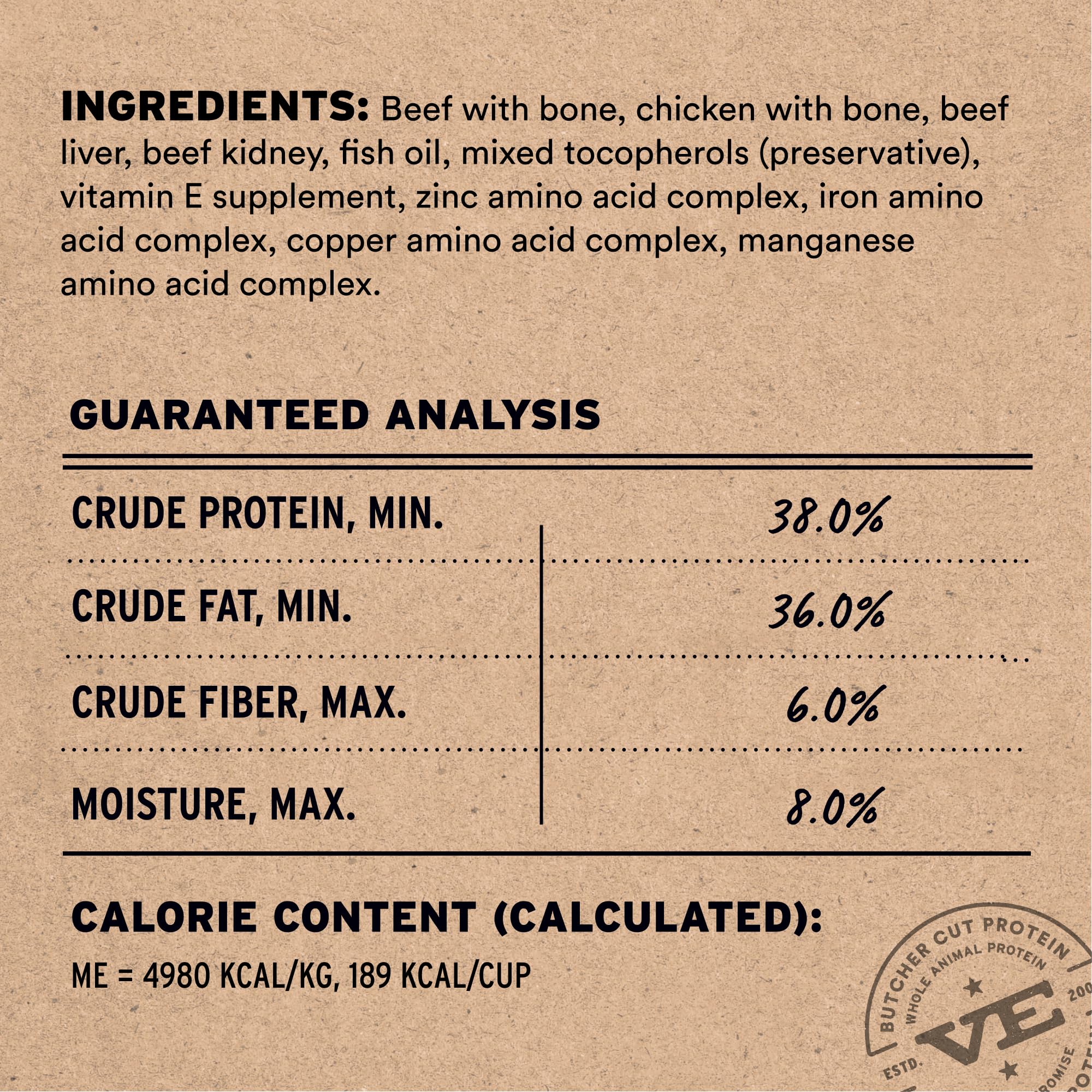 Vital Essentials proteines elevees boeuf et poulet, soutien energie naturel