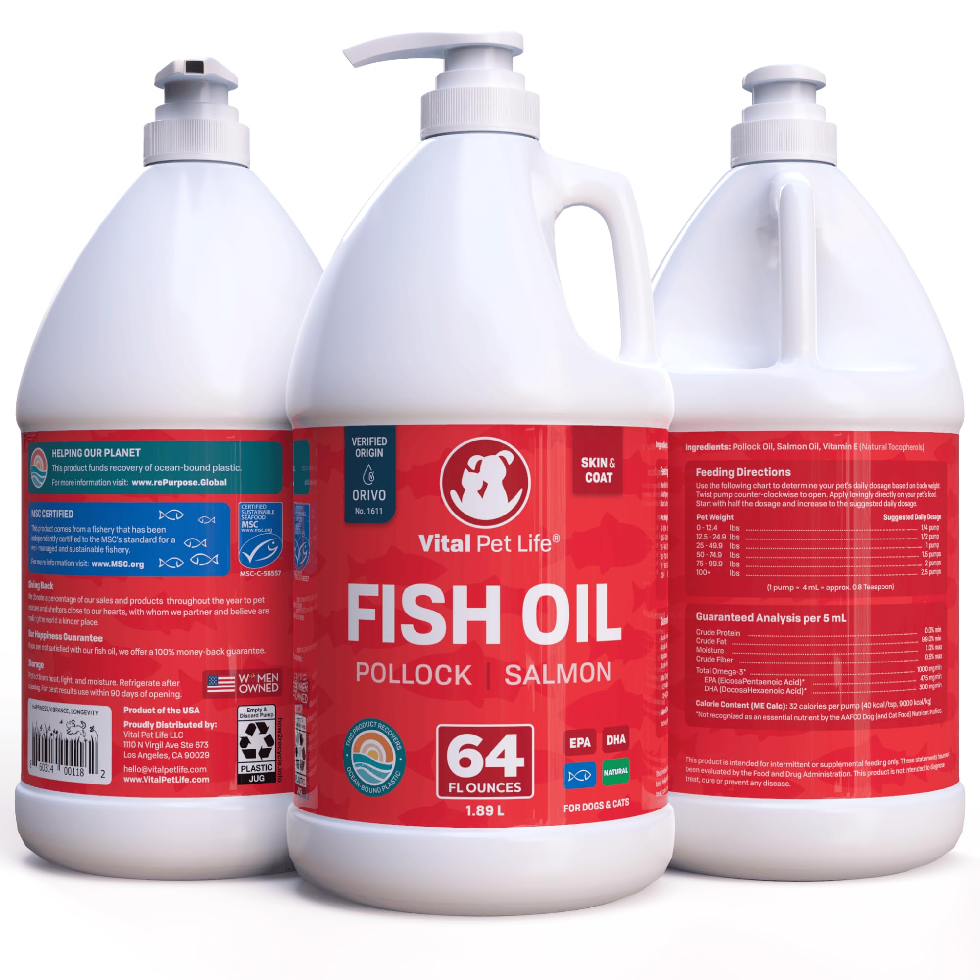 Vital Pet Life huile-poisson-chien-coeur-cerveau: omega-3 benefiques pour la sante.