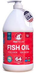 Vital Pet Life huile-poisson-chien-bouteille-64onces: pelage sain et peau hydratée.
