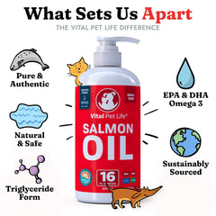 Vital Pet Life – poil brillant grâce à l'huile de saumon, soin quotidien.