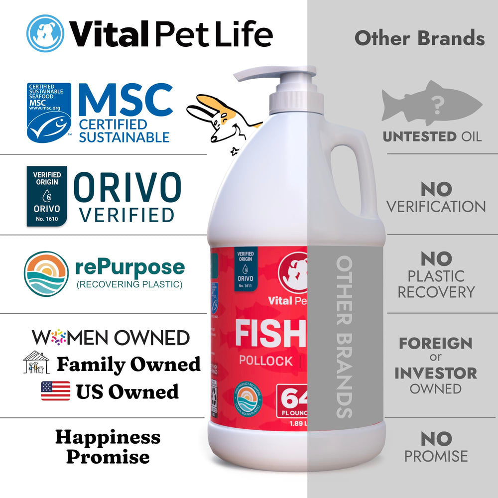 Vital Pet Life huile-poisson-chien-allergies: soutien naturel pour irritations cutanees.