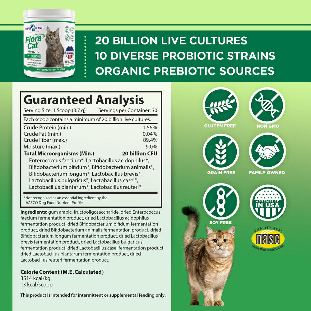 Vital Planet Flora Cat – cuillère-doseuse: facilité d'ajout quotidien dans l'alimentation.