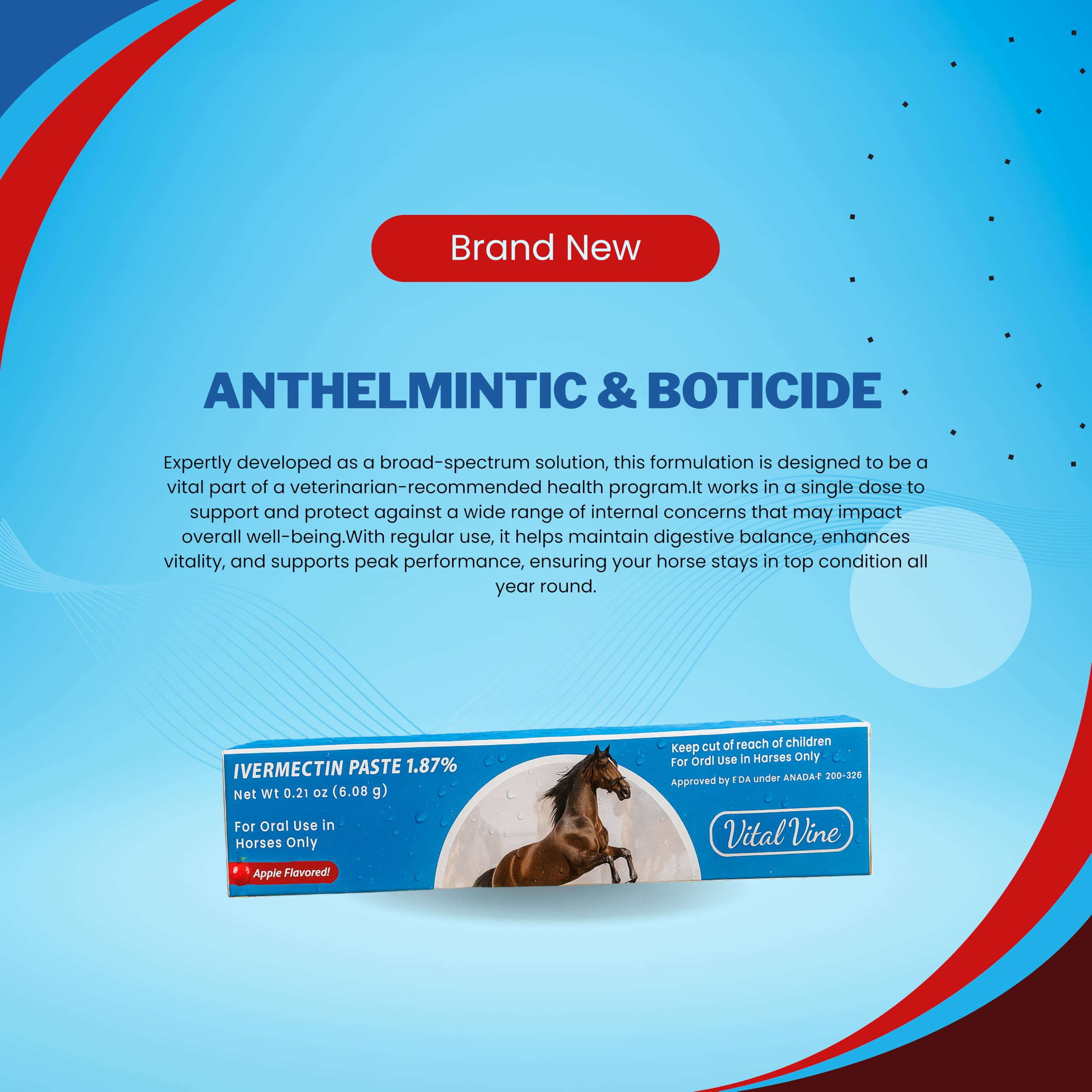 Vital Vine dosage poids – adaptée pour chevaux jusqu’à 1250 livres.