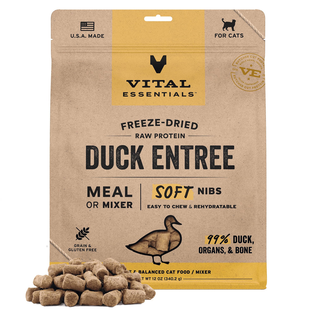 Vital Essentials canard, morceaux mous dans le sachet, idéal comme repas complet