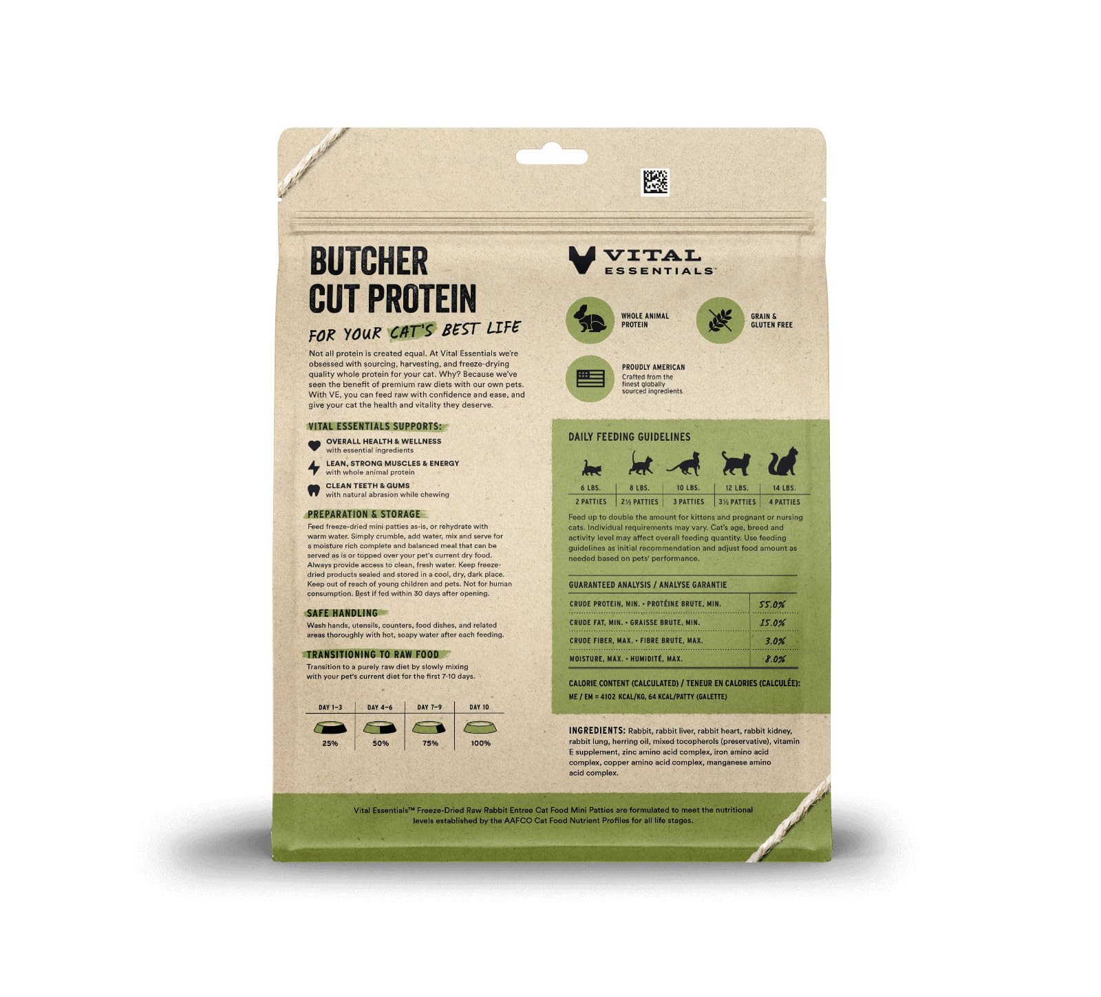 Emballage Vital Essentials 15 oz, pratique pour portionnement et stockage.