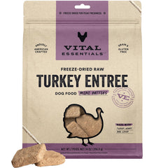 Vital Essentials mini galettes dinde lyophilisées, repas pratique et protéiné.