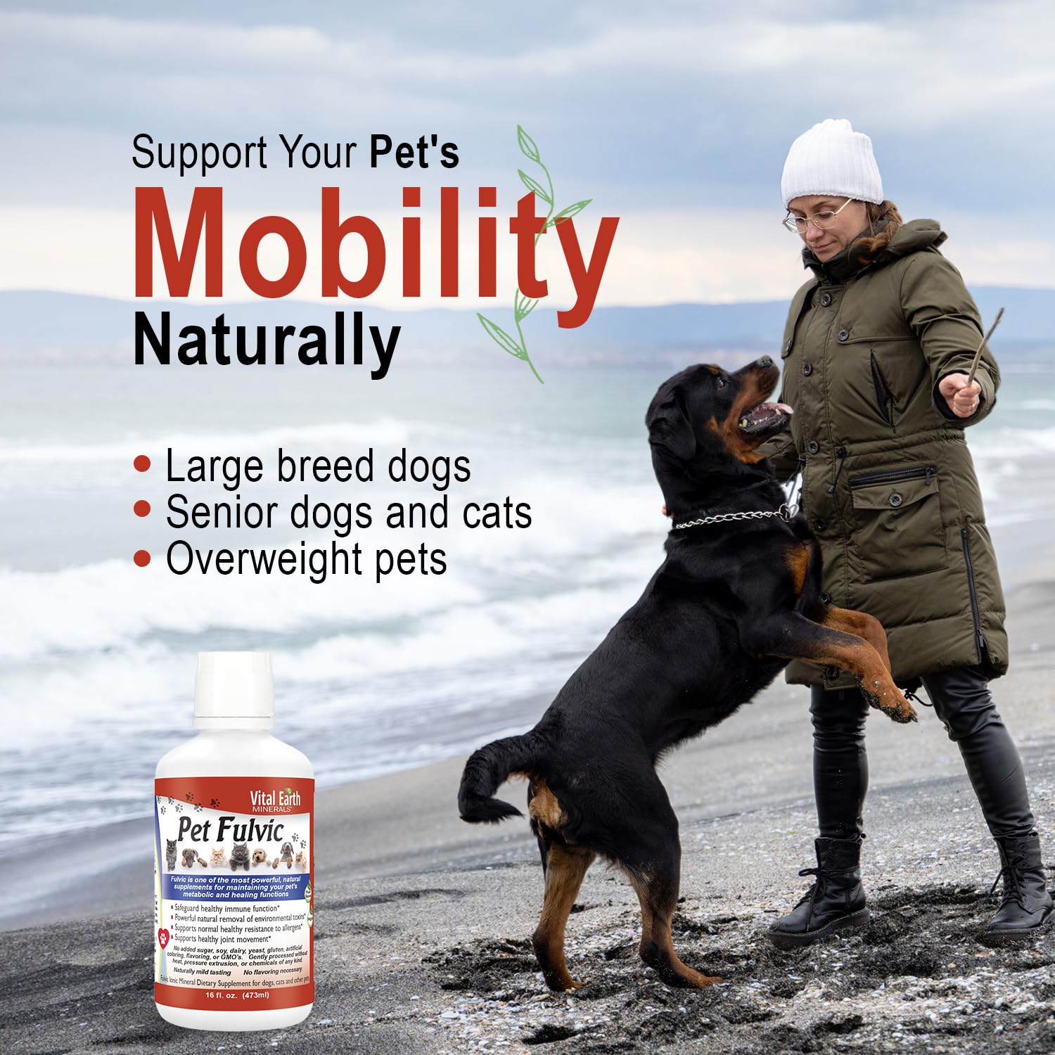 Vital Earth Minerals Pet Fulvic – spray topique pour apaiser la peau irritée.
