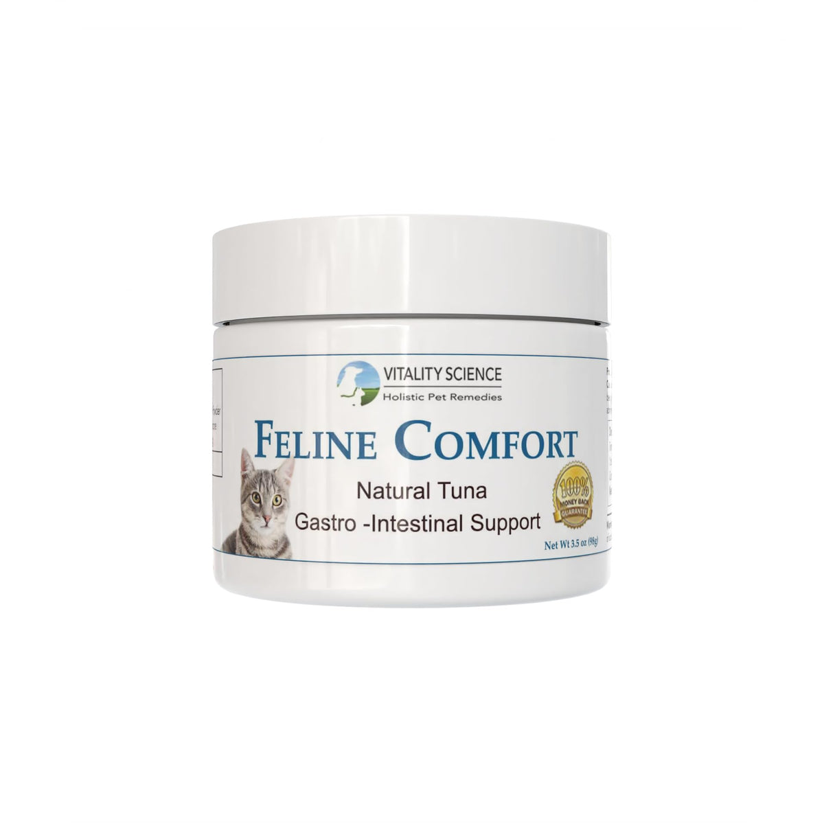 Vitality Science Confort Félin pour Chats, versement de la bouteille, soutien digestif doux.