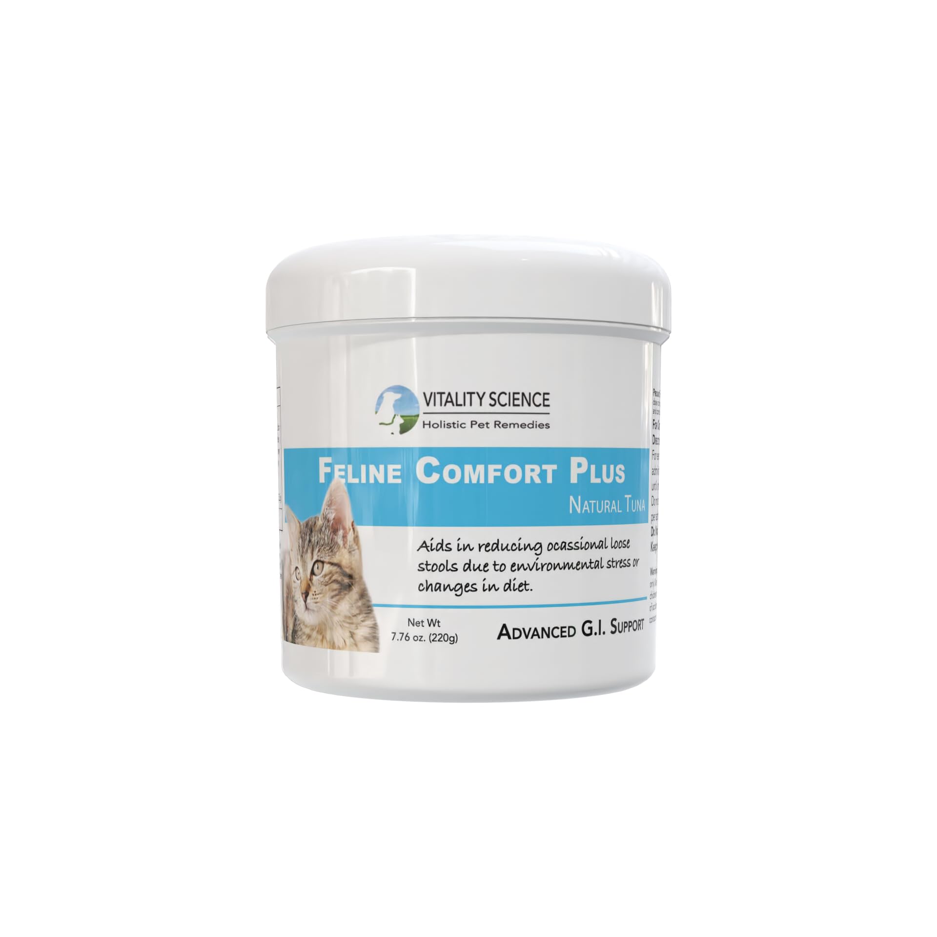 Vitality Science Confort Félin Plus - emballage visible, soutien digestif potentiel pour chat.
