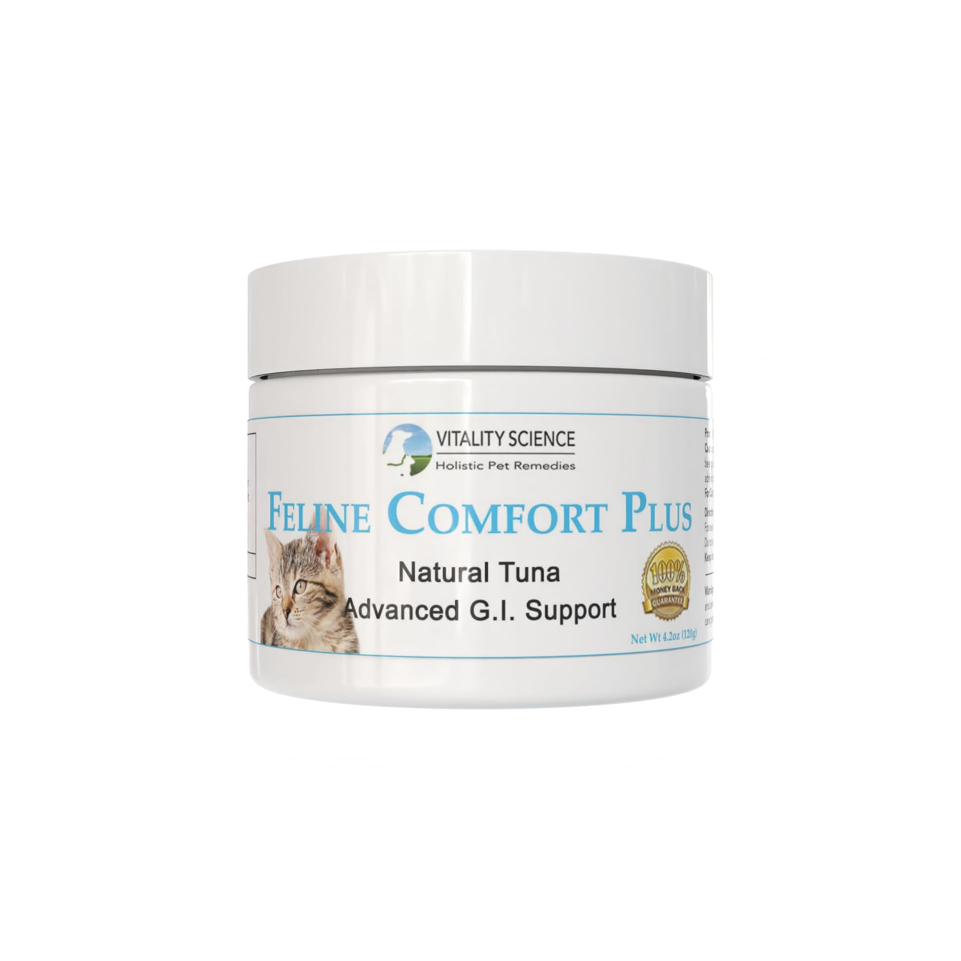 Vitality Science Feline Comfort Plus, bouteille digestif, soutien digestif potentiel pour chat.