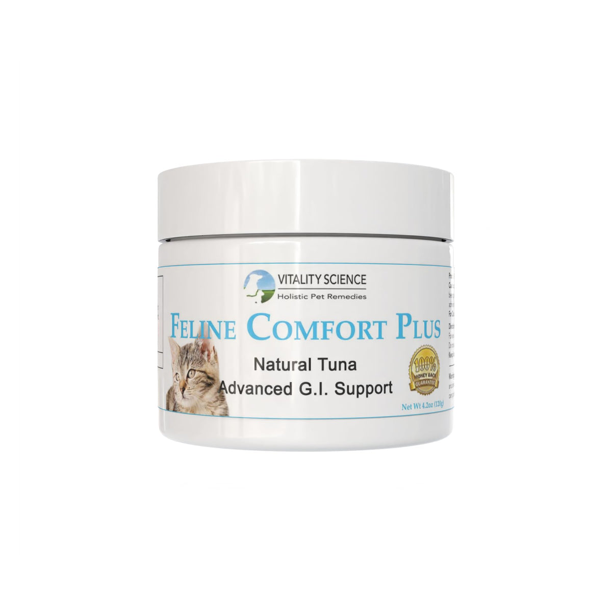 Vitality Science Feline Comfort Plus, bouteille digestif, soutien digestif potentiel pour chat.