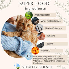 Vitality Science Super Aliments emballage 98 g chat: format pratique pour l'apport quotidien.