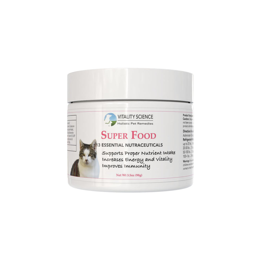 Vitality Science Super Aliments poudre chat énergie: soutien énergétique pour chats actifs.