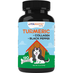 Vitamatic curcuma pour chien, comprimés mâchables au goût poulet et boeuf, faciles à donner.