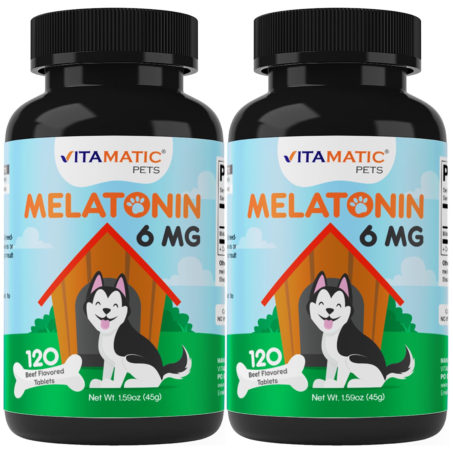 Vitamatic Melatonin chien – emballage pack2 pratique pour voyage