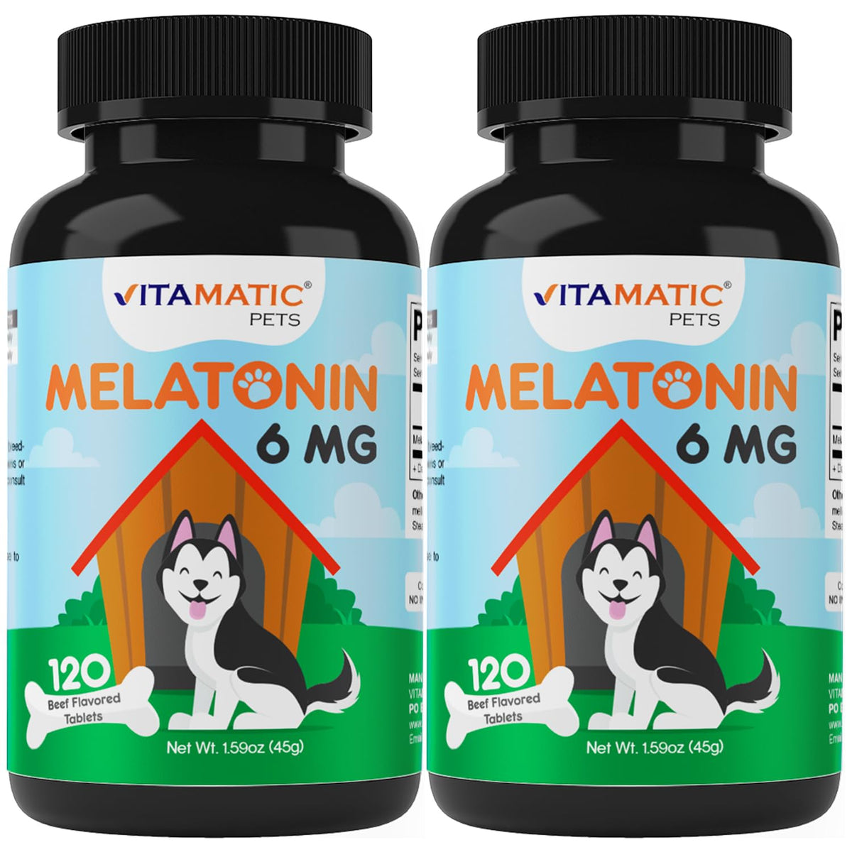 Vitamatic Melatonin chien – emballage pack2 pratique pour voyage