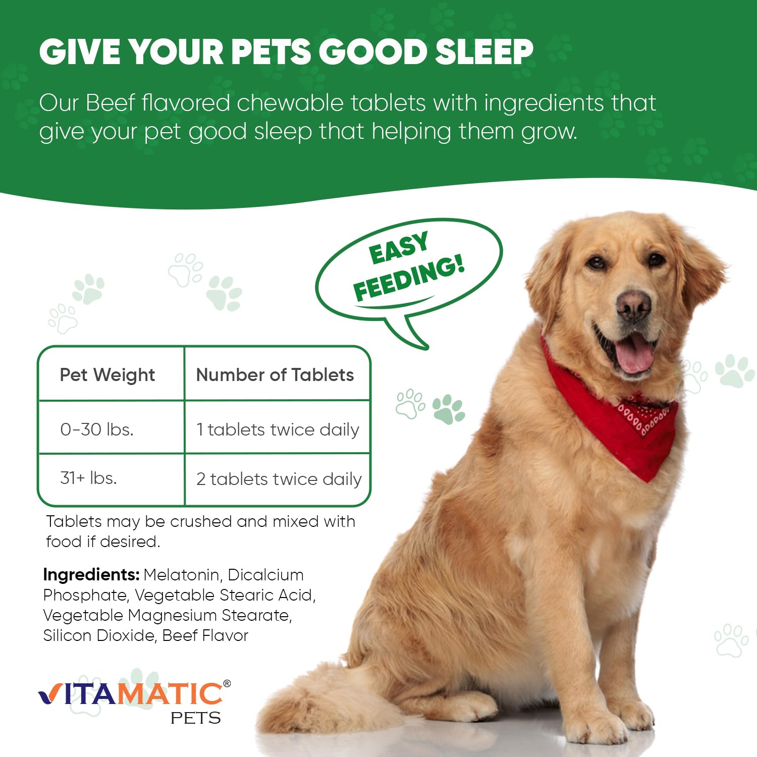 Vitamatic Melatonin chien – tablettes relaxantes pour plus de calme