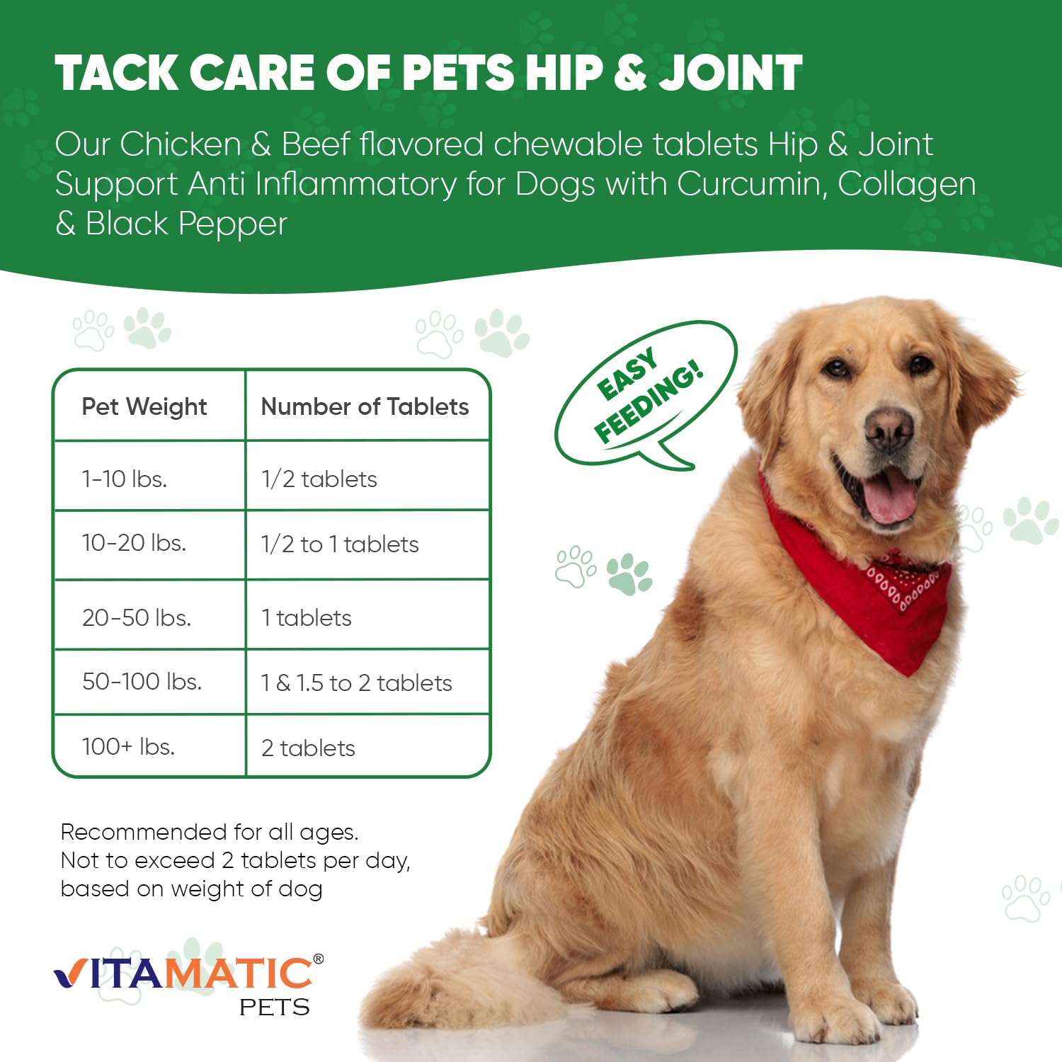 Vitamatic soutien articulations chien – tablettes faciles à mâcher.