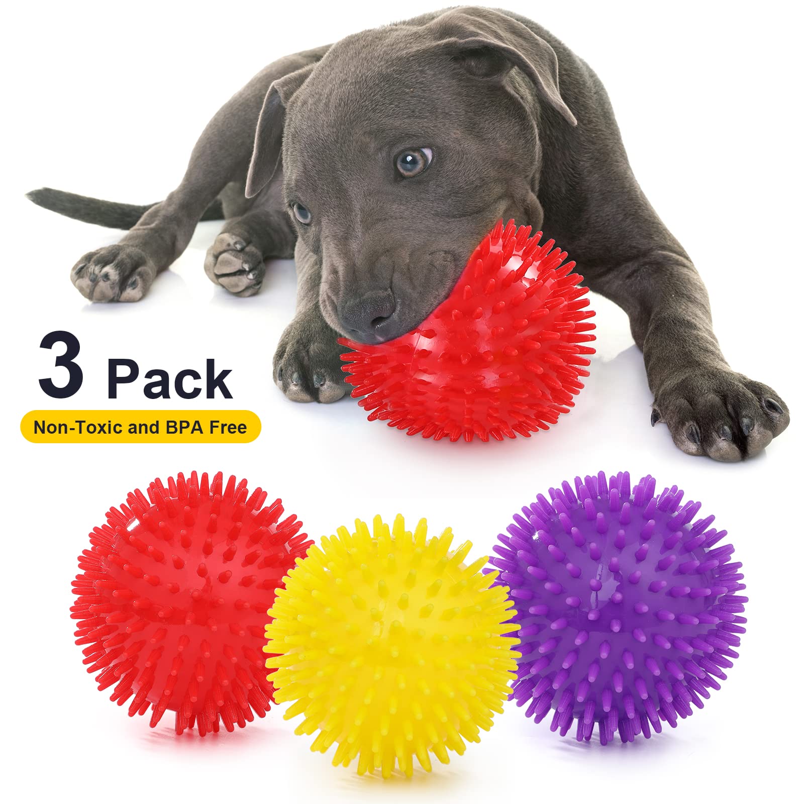 Balle dentition VITEVER violette 4,5 po attire l’attention et favorise le jeu.