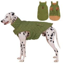 Manteau Vitiswap vert pour chien, imperméable et chaud.