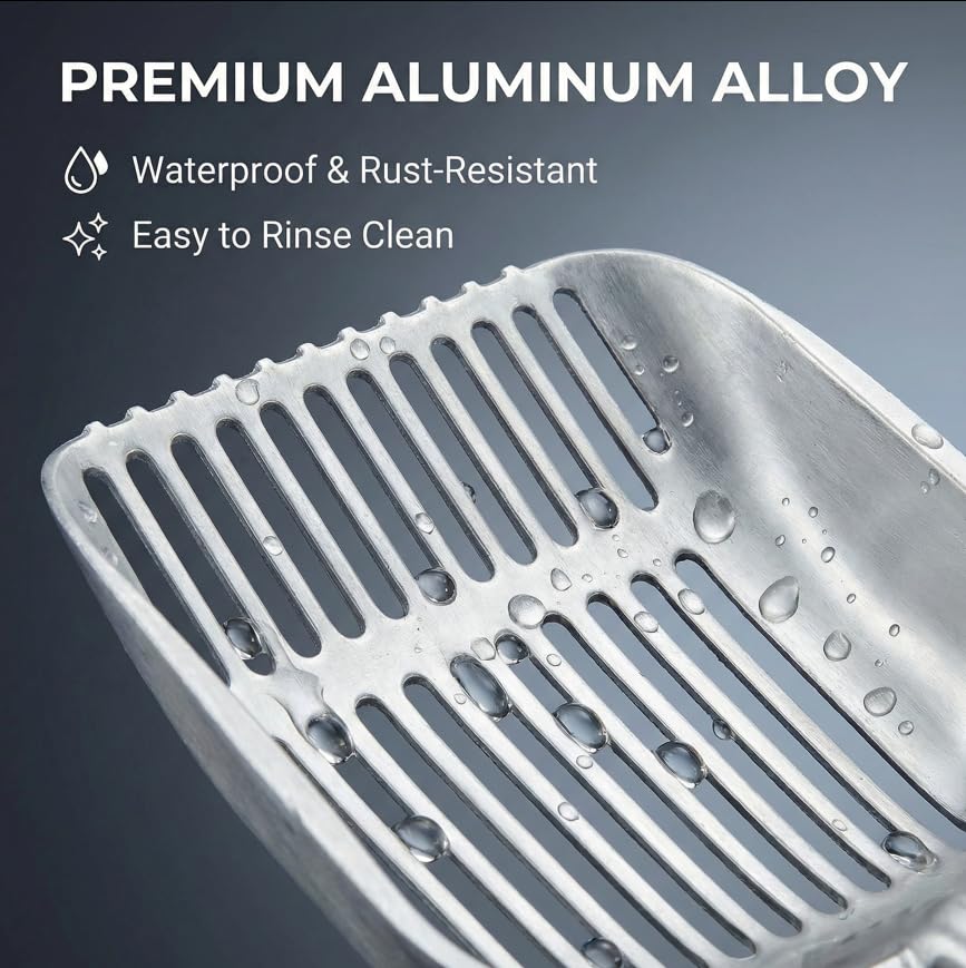 Pelle-litiere aluminium coulée Vitisyao, accès facile aux coins.