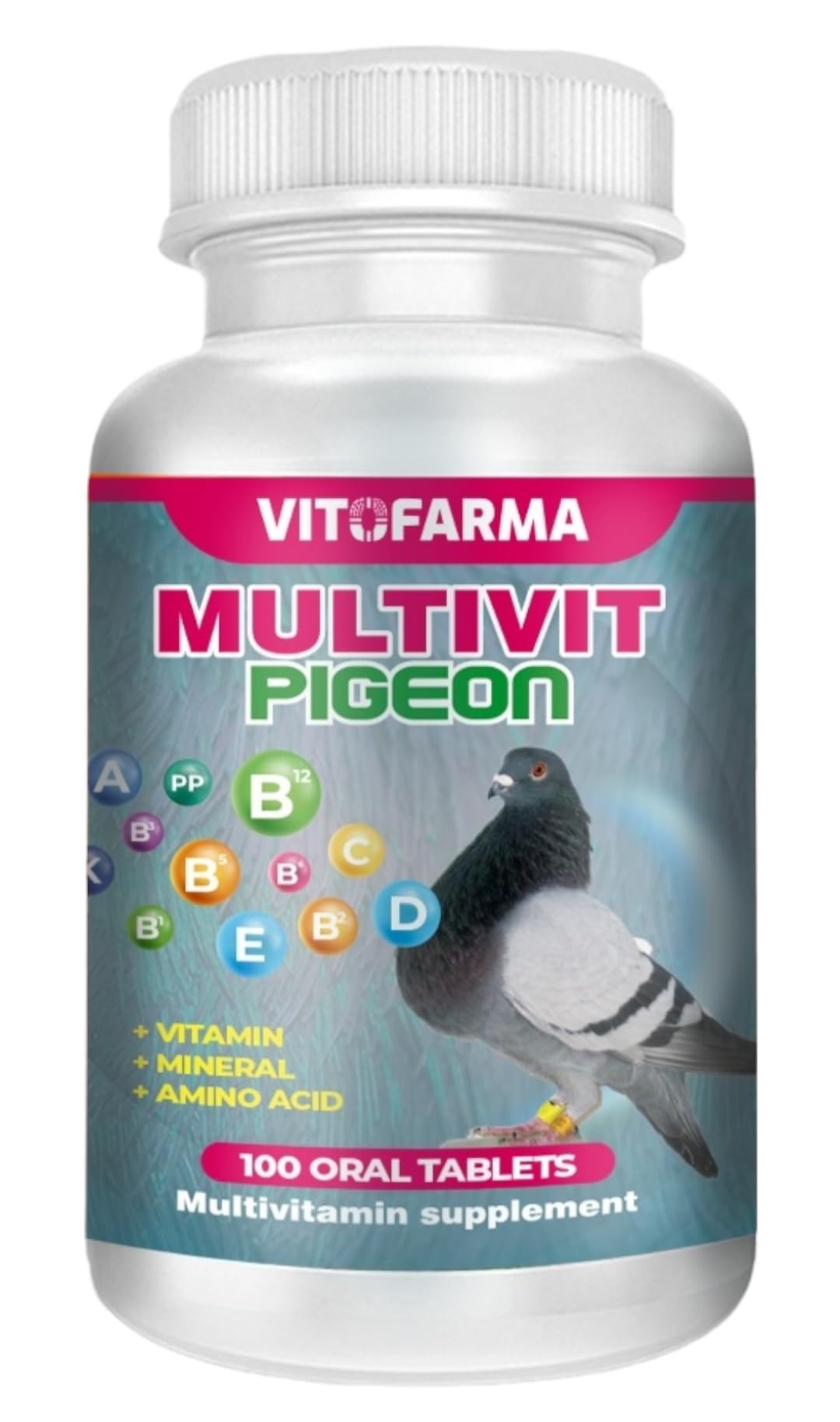 Vitofarma Multivit Pigeon: boîte de comprimés soutenant l’immunité des pigeons.