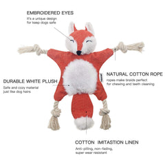Jouet renard en corde Vitscan, parfait pour mâchonner et jeux de traction.
