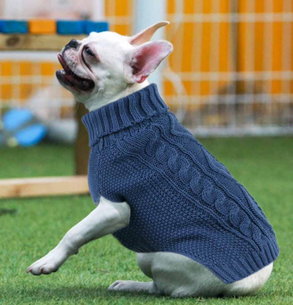 Encolure roulée du pull Viunimo XS bleu, chaleur du cou.