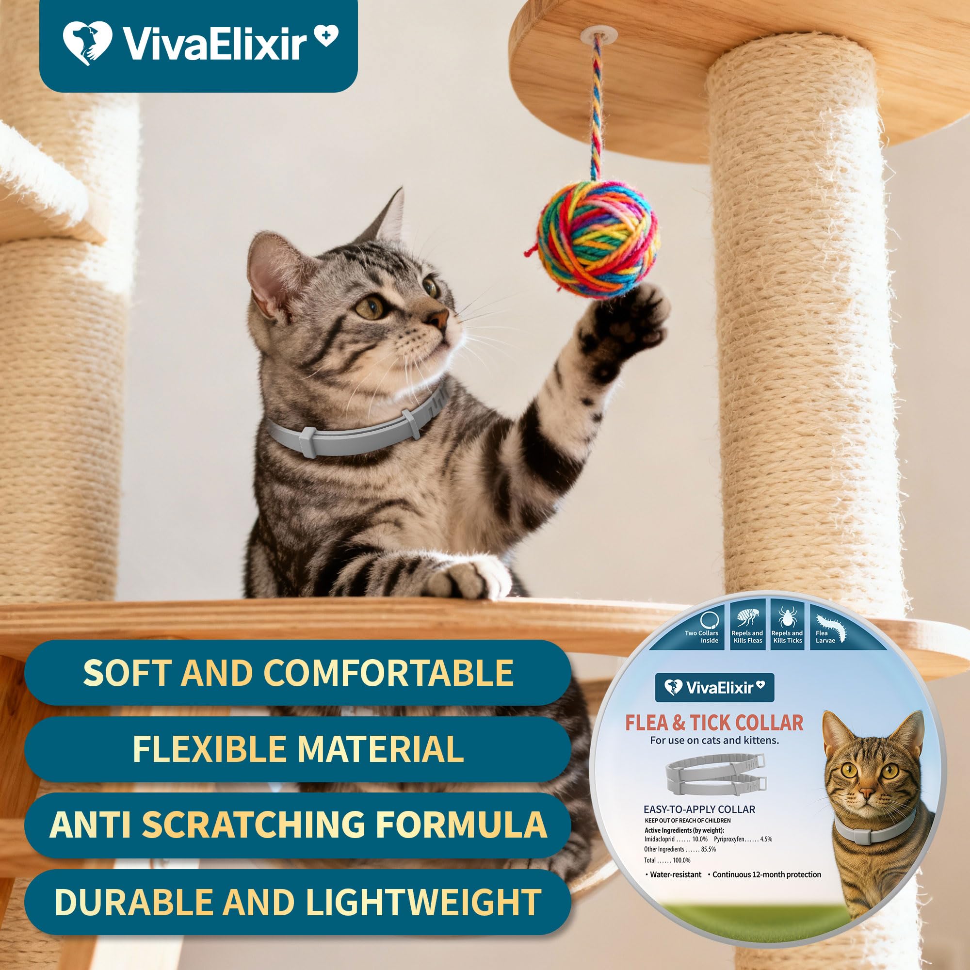 Emballage double VivaElixir – deux colliers faciles à changer et à vérifier.