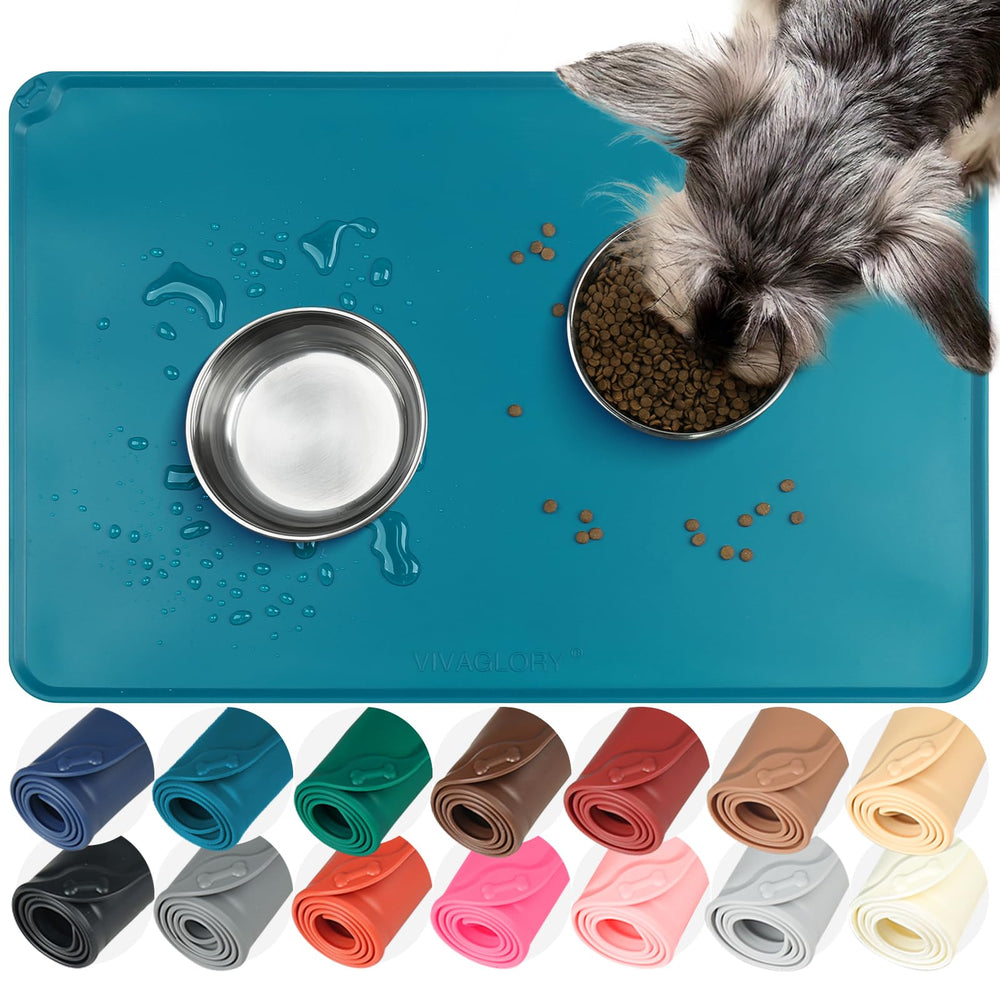 Tapis VIVAGLORY Flexmat assiette chien anti-glisse, maintien des bols en place.