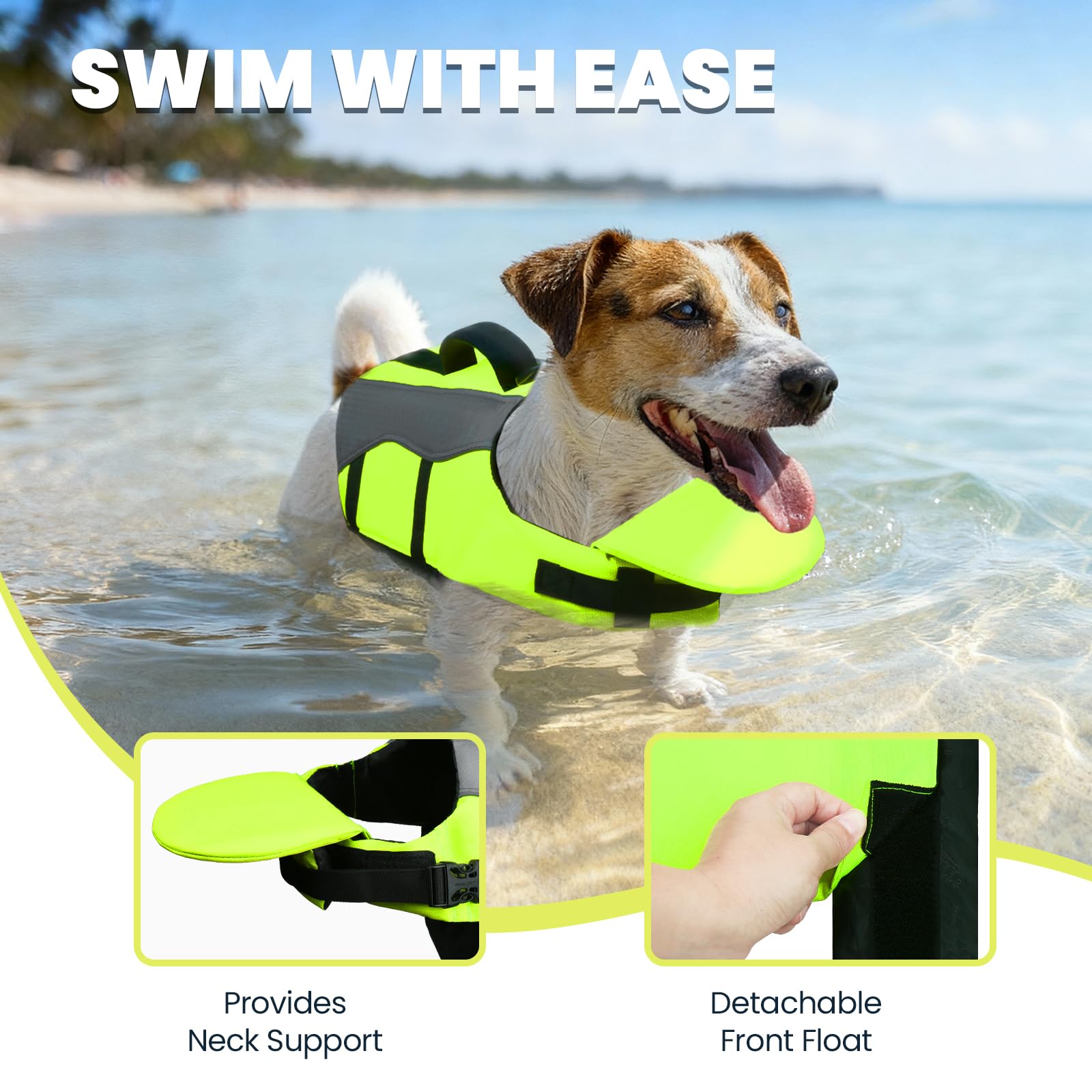 VIVAGLORY gilet chien visibilite haute reflechissants pour nage en securite