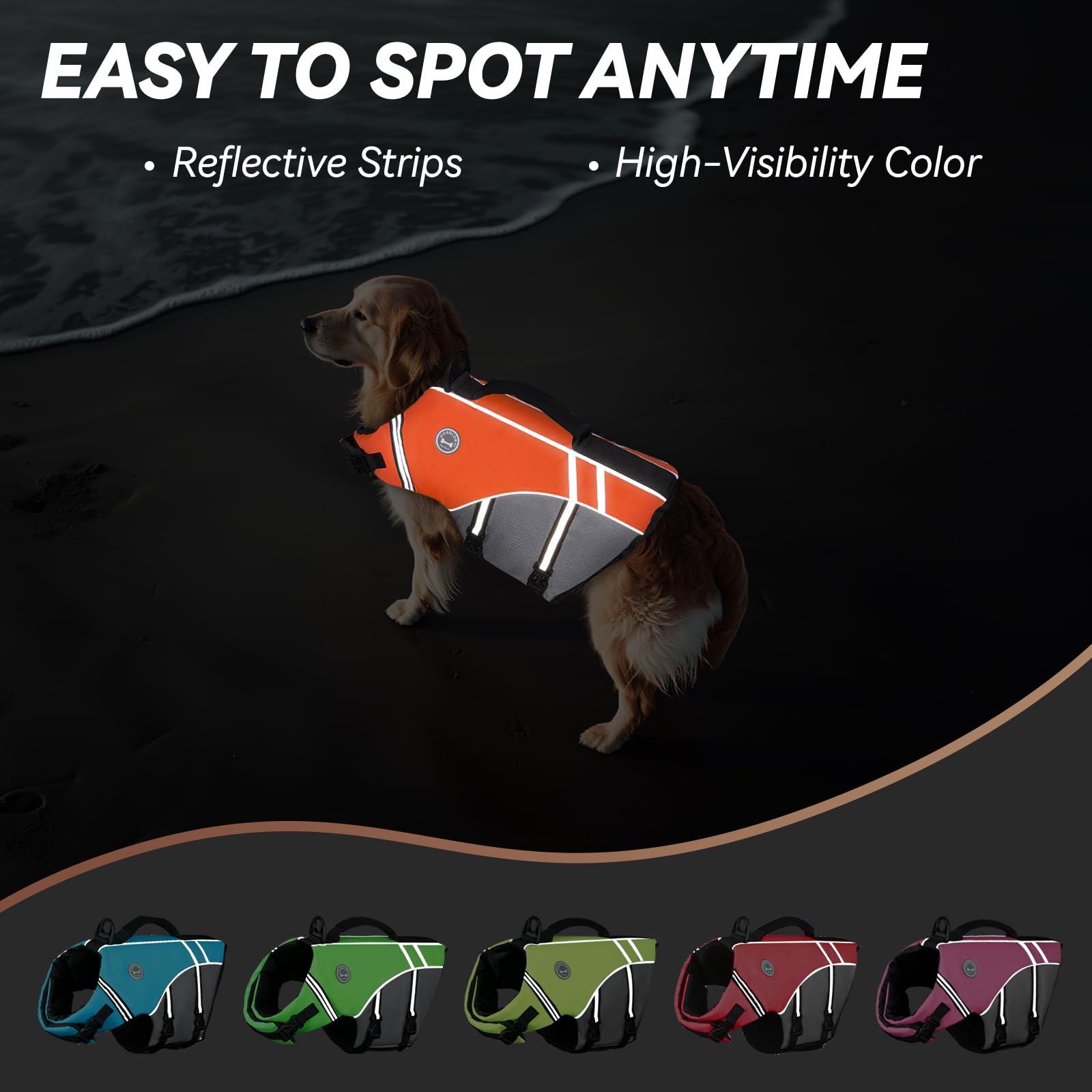 VIVAGLORY gilet de sauvetage chien en matériau ripstop, conforme à la norme CA65.