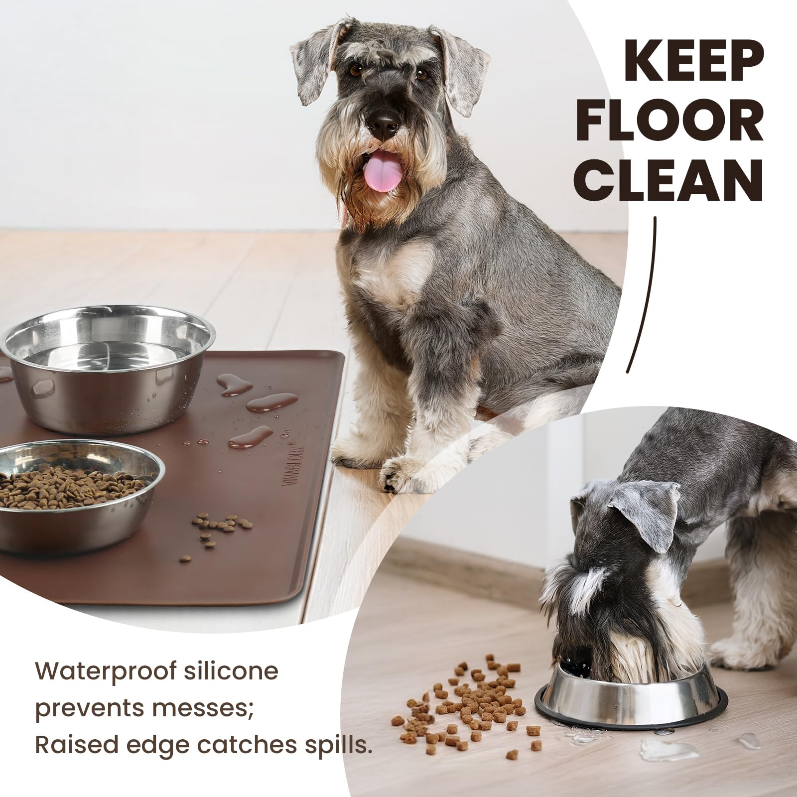 VIVAGLORY tapis-alimentation-chat-flexmat: flexible et hygiénique pour bols variés.