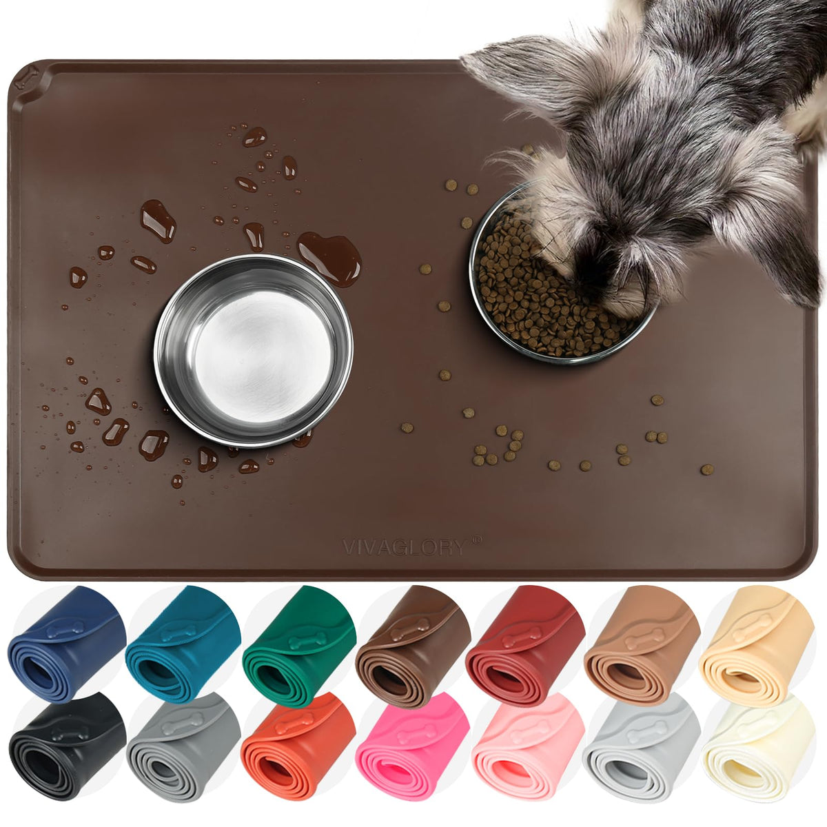 VIVAGLORY tapis-alimentation-chien-flexmat: antidérapant et durable pour repas propres.