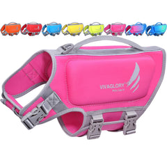 VIVAGLORY veste natation chien rose avec poignée pour plus de sécurité sur l'eau