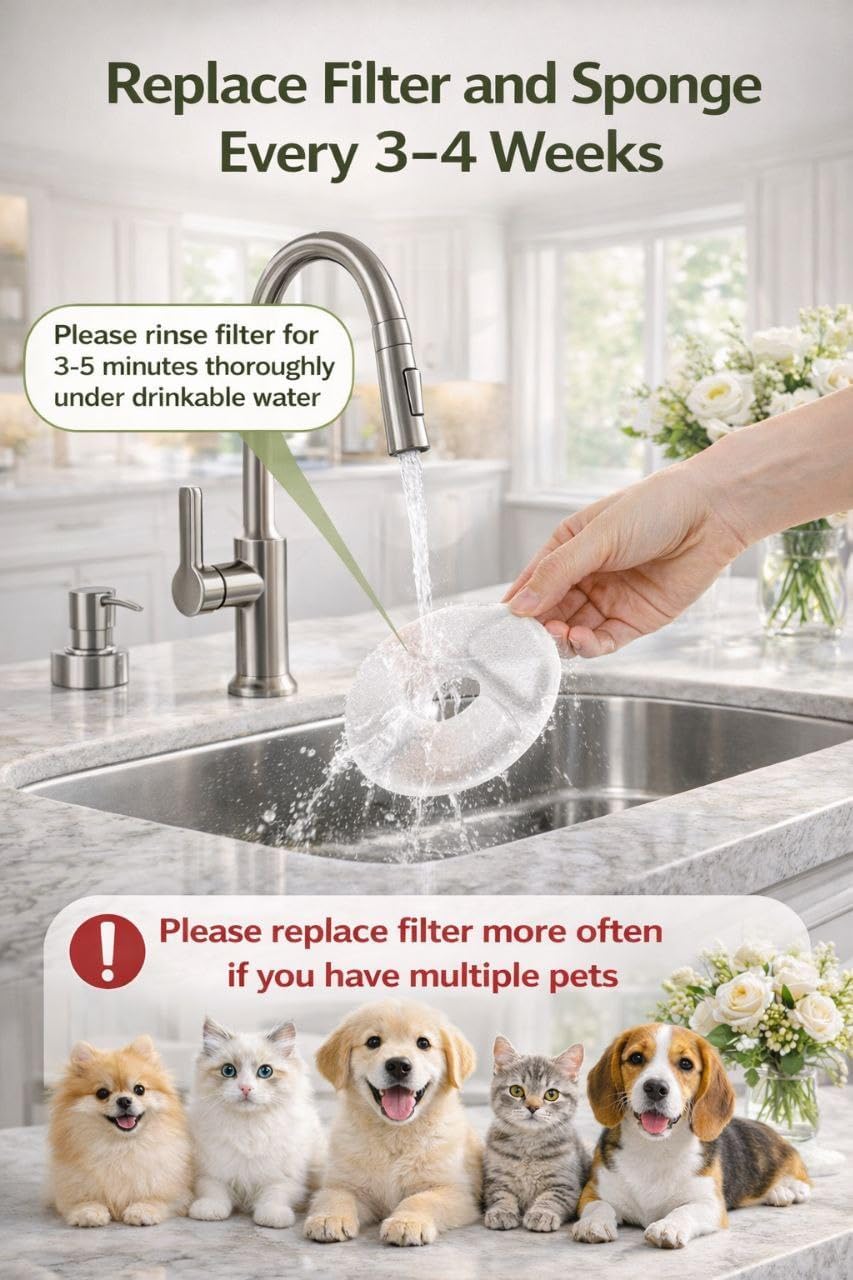 VIVA PAWS capacite 2,2 L fontaine chat: moins de remplissages.