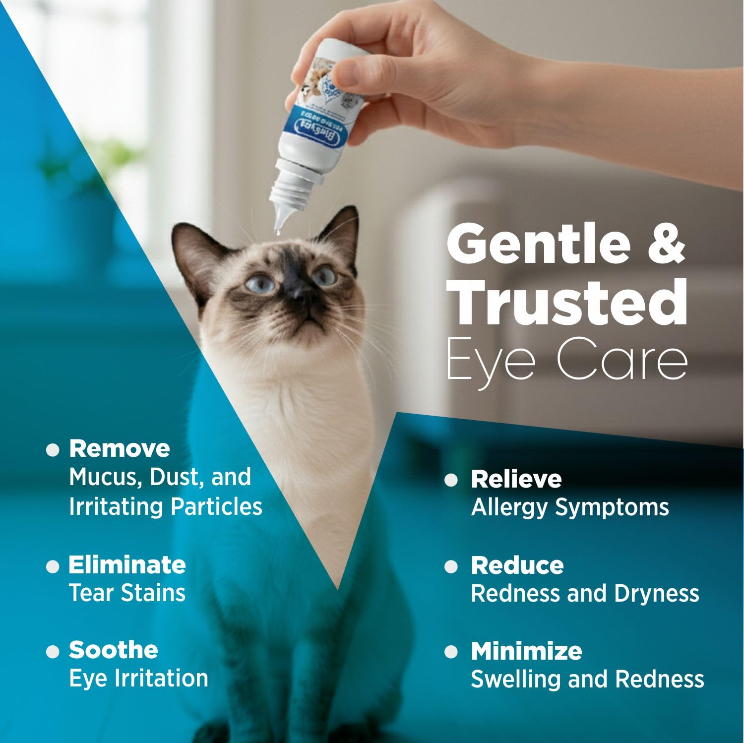 Gouttes oculaires BioEyes prêtes à nettoyer les yeux sensibles de vos compagnons.