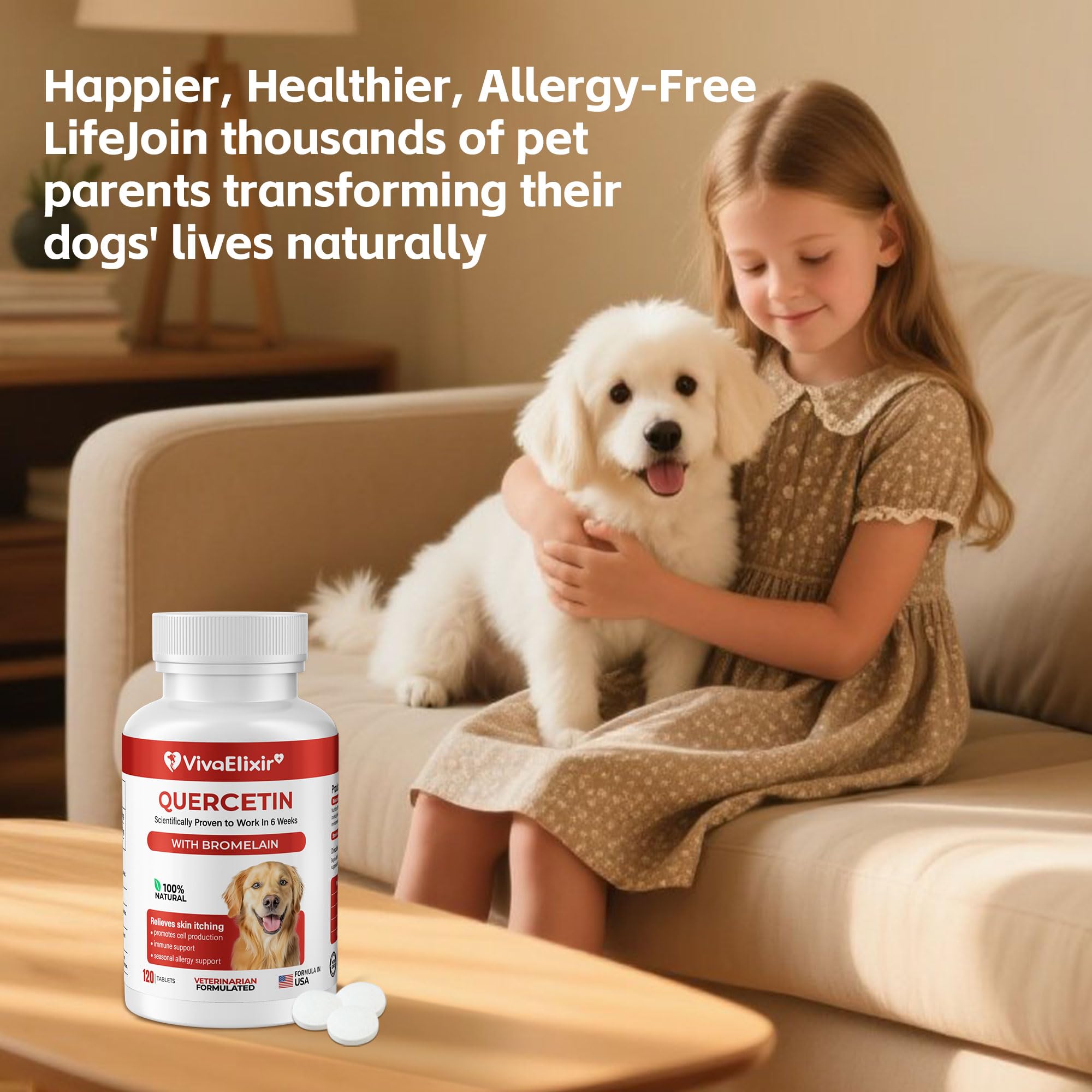 VivaElixir Quercétine et Bromélaïne — usage quotidien simple pour chiens actifs et sensibles.