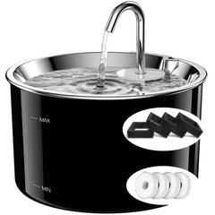 Fontaine pour chat VIVIDORAMA en acier inox 3 L, grande capacité pour plusieurs animaux.