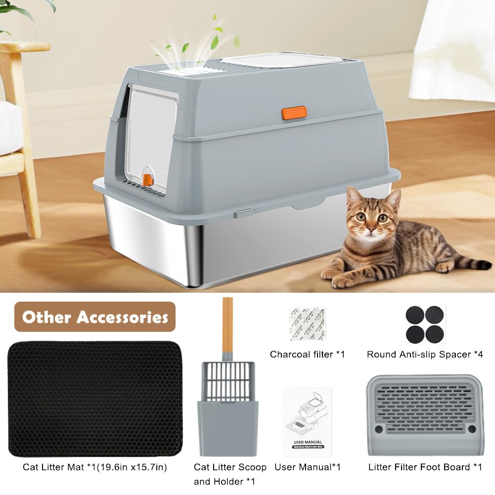 Vivifying bac-litiere acier XXL, tapis nid-dabeille retient les grains et garde le sol propre