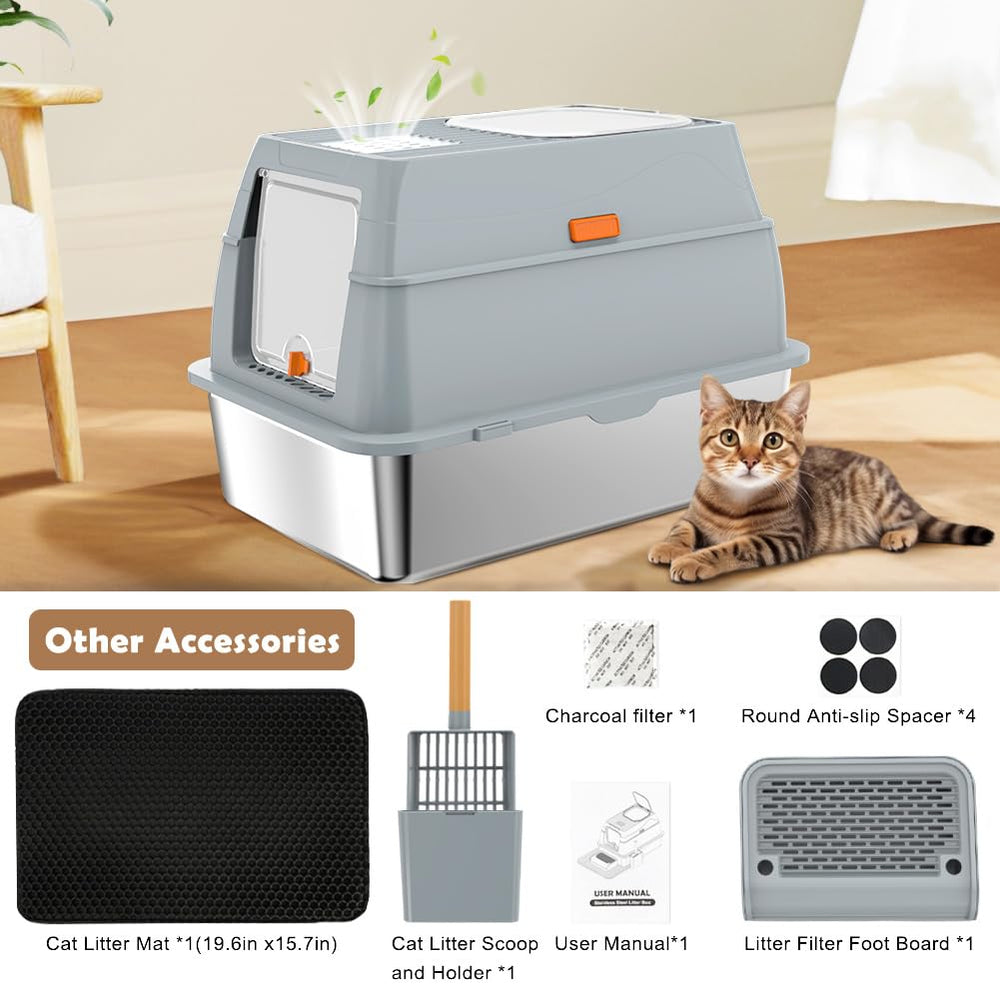 Vivifying bac-litiere acier XXL, tapis nid-dabeille retient les grains et garde le sol propre