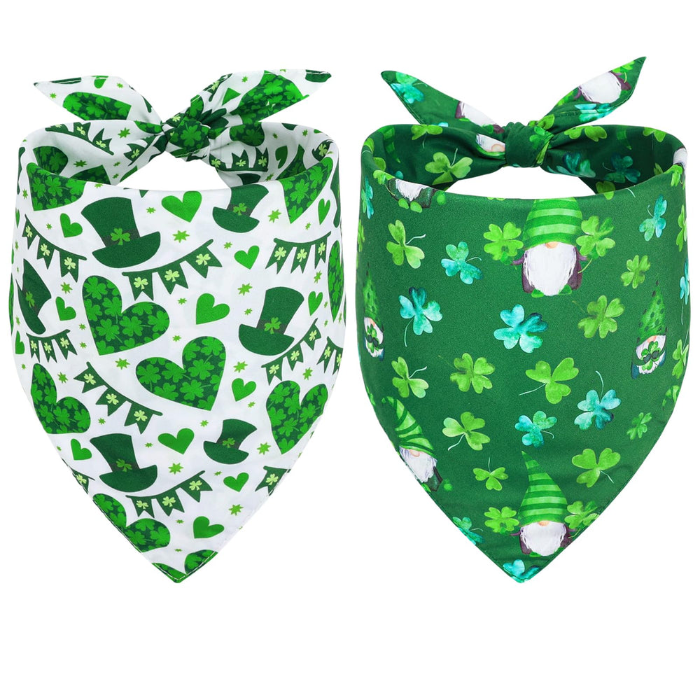 Bandana Vivifying Saint-Patrick vert et blanc sur chien, look festif.