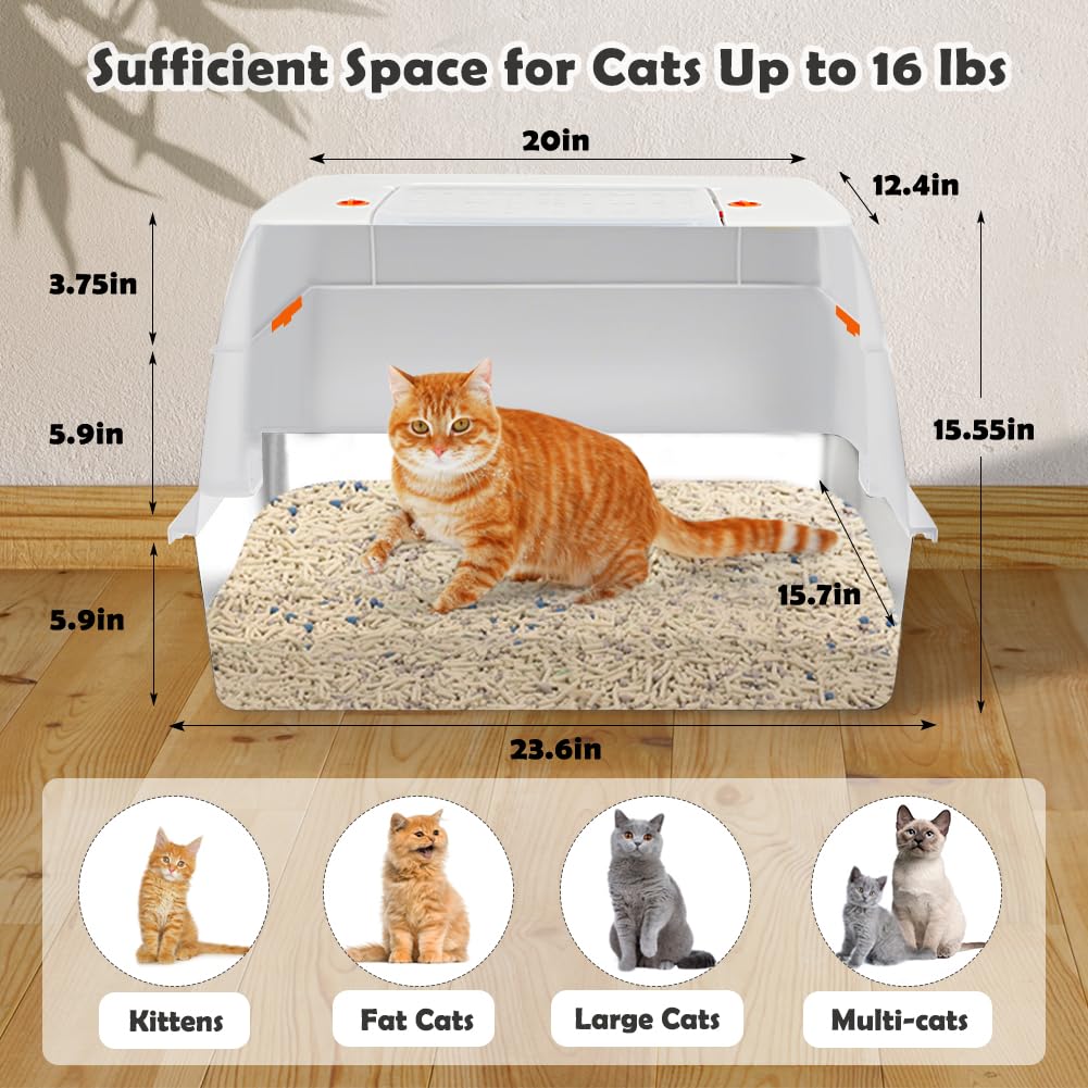 Vivifying boîte-litière métallique porte latérale, accès simplifié pour chats adultes.