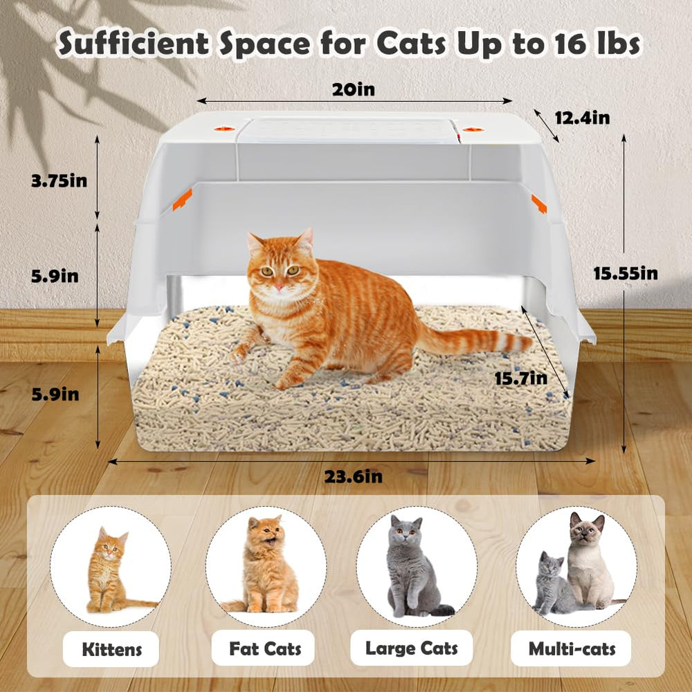Vivifying boîte-litière métallique porte latérale, accès simplifié pour chats adultes.