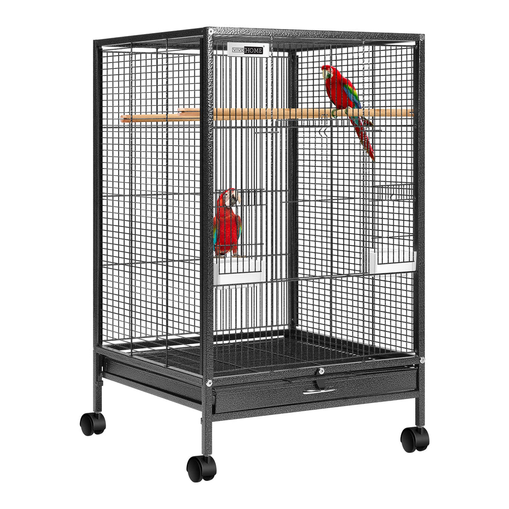 Cage Vivohome pour oiseaux avec support roulant, 30 pouces, noir, pratique