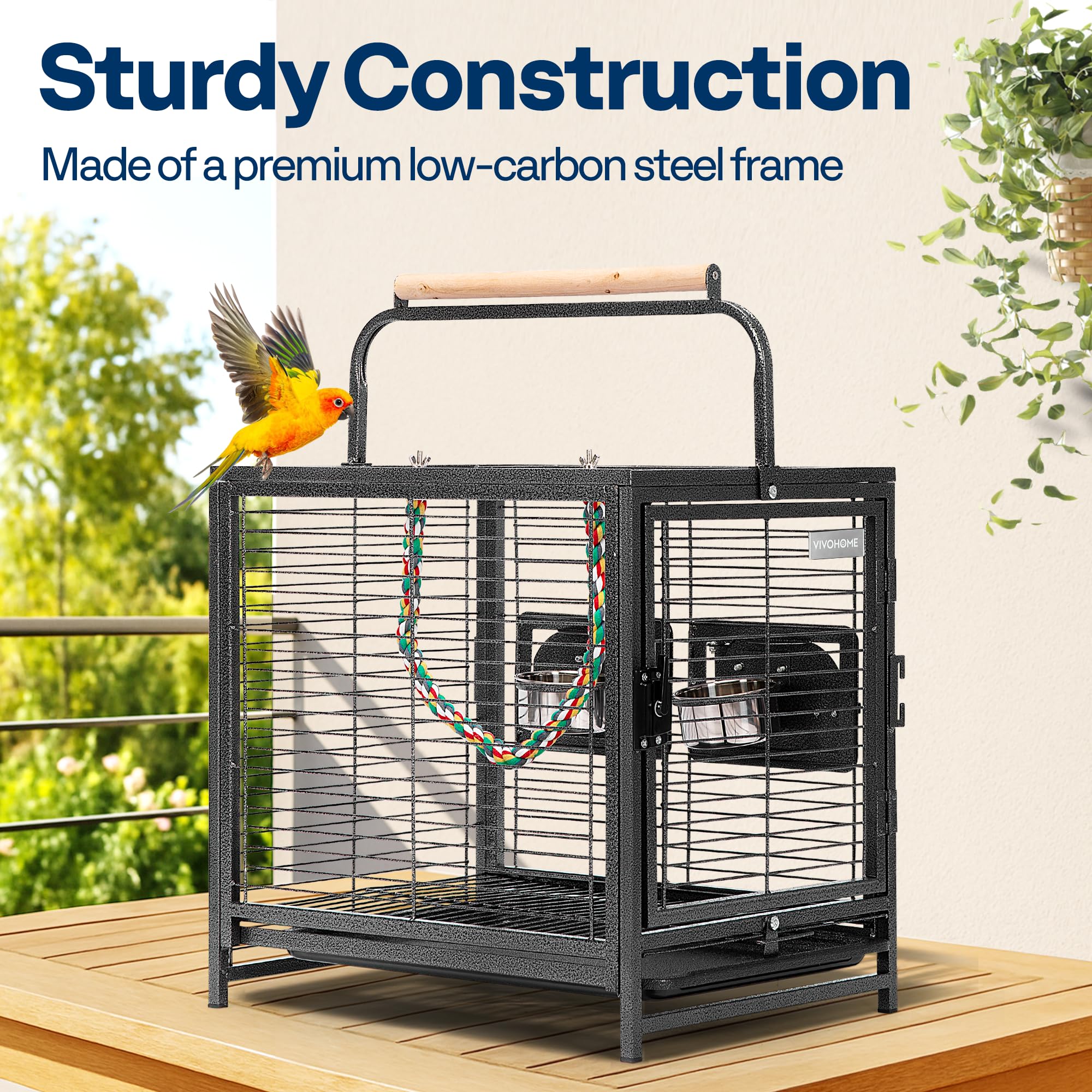 Cage VIVOHOME en fer forgé espacement des barres 0,6 pouce pour protection